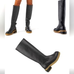 New $728 Frame Le Canon Leather Knee-High Boots Platform Gum Sole 39 US 9